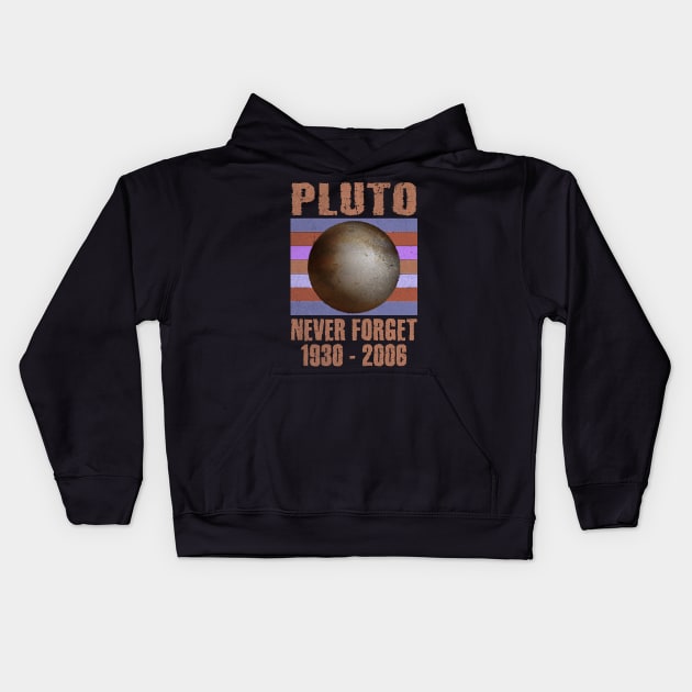 Pluto Never Forget Dwarf Planet Astronomy Kids Hoodie by Hopkinson